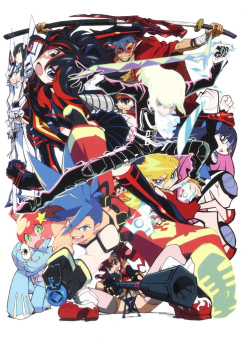 the trigger lineup is all here. From Ryouko Matoi to Gurren Lagan Guy. Sourced from @DailyKLK on Twitter (Kill la Kill shots).